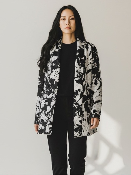 Chico's Jackets & Blazers - Chico’s Black & White Floral Open Front Cardigan/Jacket | Travel-Friendly | 2